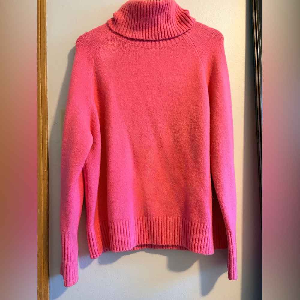 Women's Bubblegum Pink Turtleneck Crew Sweater